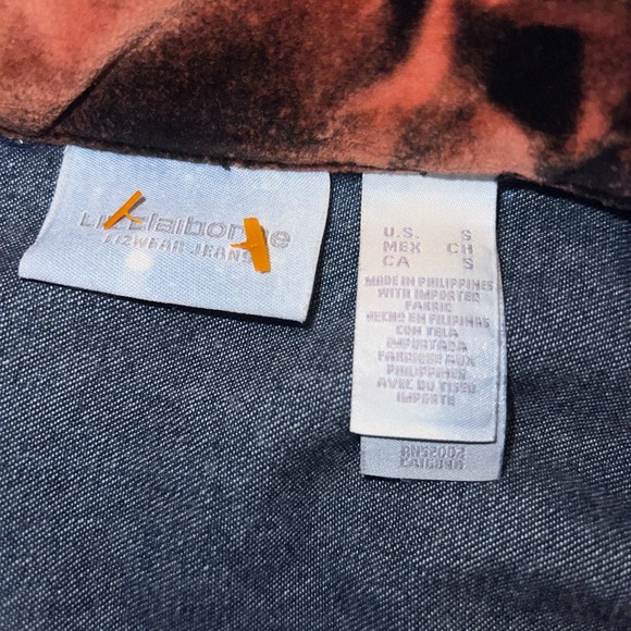 Liz Claiborne Blue Grunge Button Up Jacket Orange Velvet Collar & Cuffs Size S - Picture 13 of 14